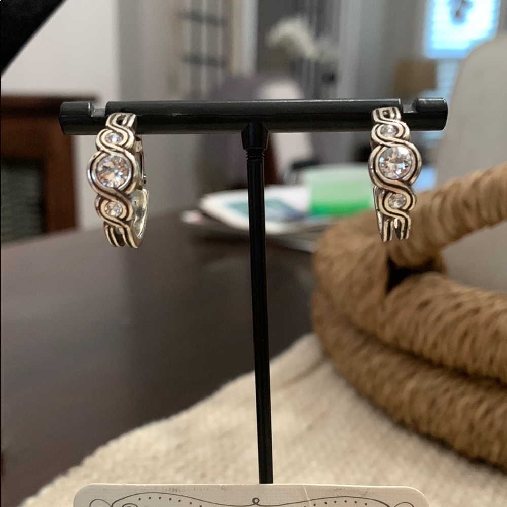 Brighton Silver Infinity sprkl Crystal hoop Earrings